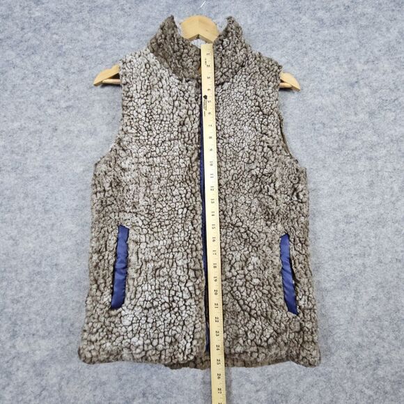Simply Southern Women's Size S Sherpa Full Zip Vest Mottled Brown Faux Fur - Picture 13 of 15